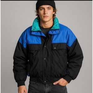 Vtg 90s Eddie Bauer Men's‎ M Goose Down Ski Jacket Waterproof Colorblock Retro